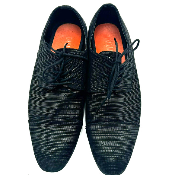 TALLIA Loafer Men's 9 Danilo Cap Toe Lace-Up Black Silver Metallic Dress Shoe - Picture 5 of 9